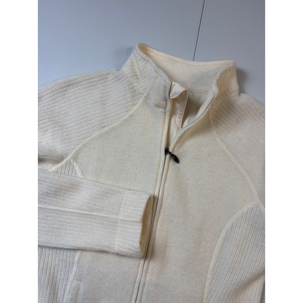 Mountain Hardwear Wool Blend Full Zip Sweater Jacket Women XS Ivory Cream Ski